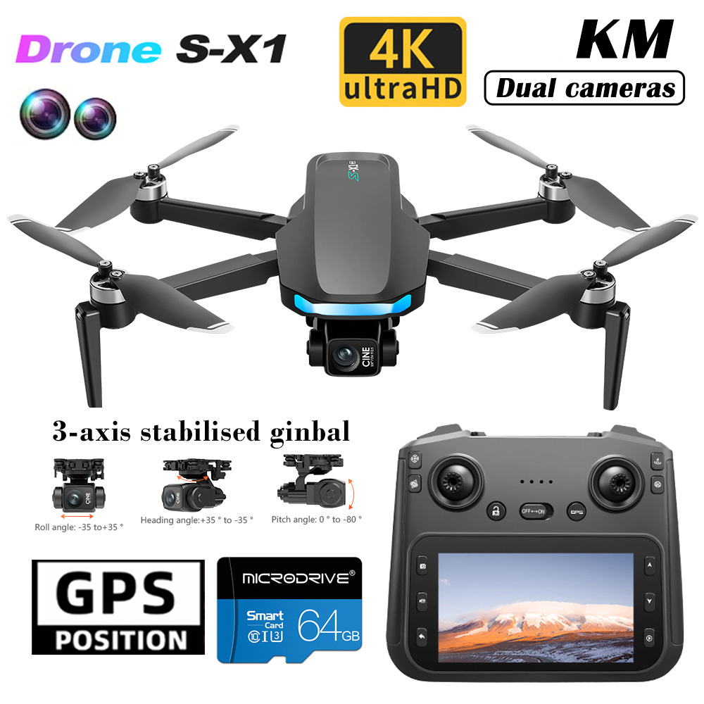 Drone X1 Rc - S-X1 New Drone with Screen 3-Axis