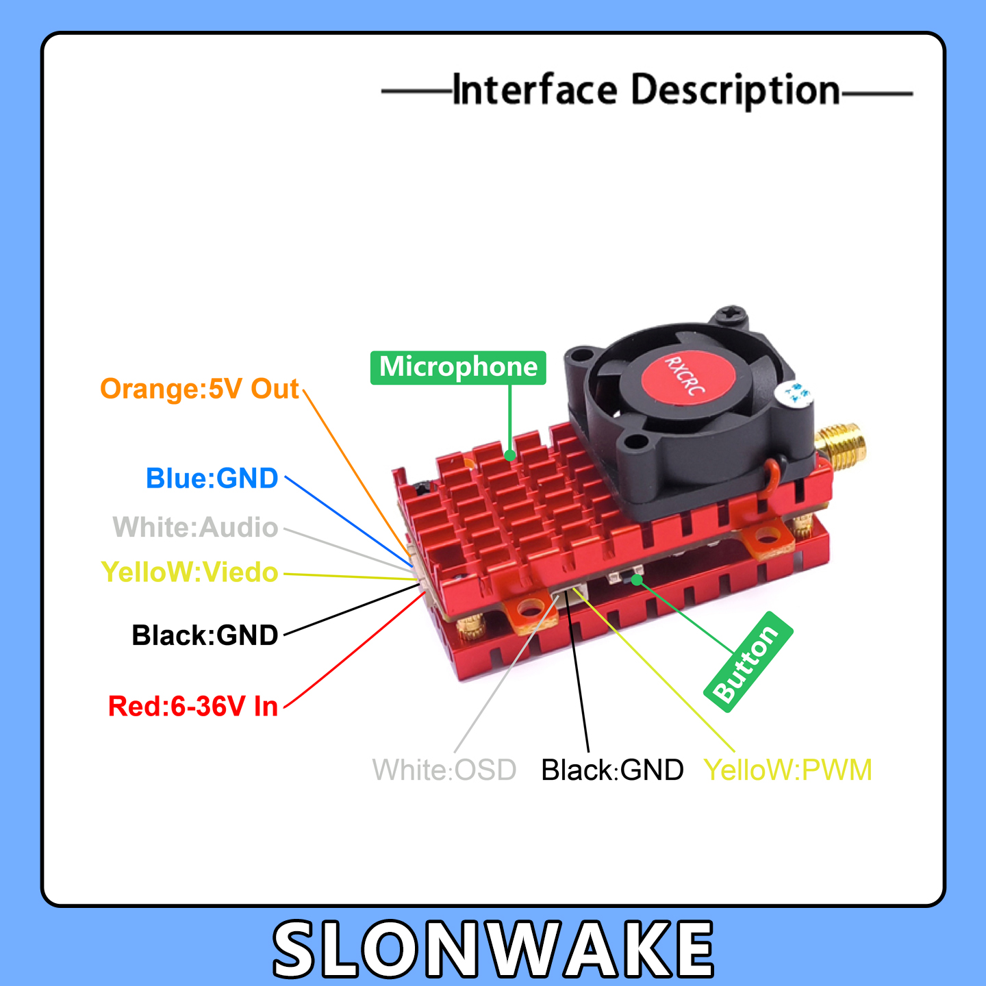 SLONWAKE 5.8G 2W VTX FPV 1800T - Drone Rc Camera 评论和价格