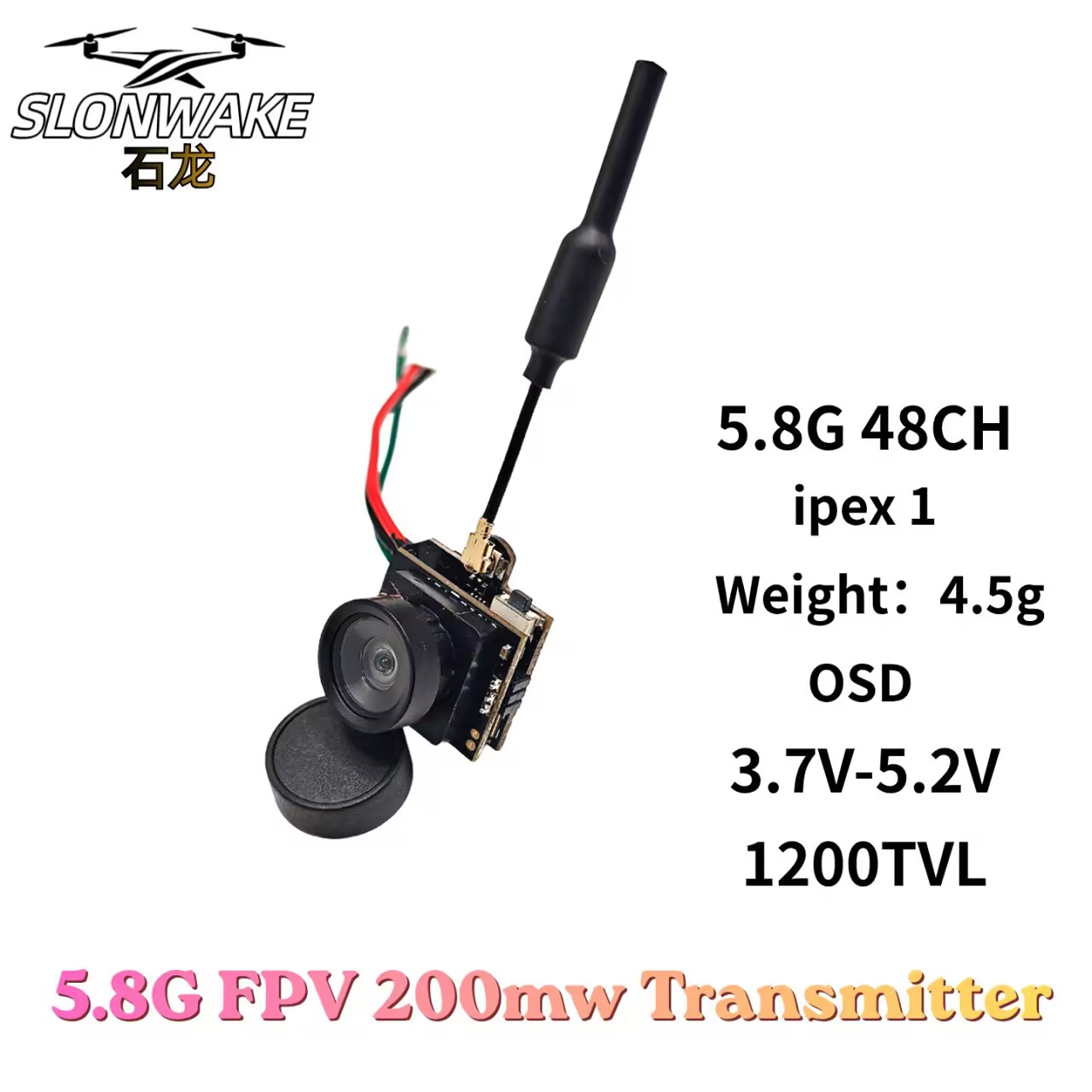 SLONWAKE 5.8G Analog Video Tra - Drone Rc Camera 评论和价格